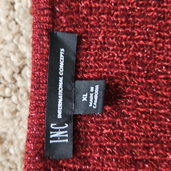 I.N.C. International Concepts Red Sweater With Subtle Red Sequin Detailing, XL - Picture 2 of 7